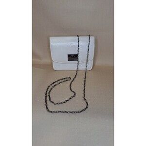 Poppie Jones Purse White Chain Strap 6" X 8" Shoulder Bag or Crossbody